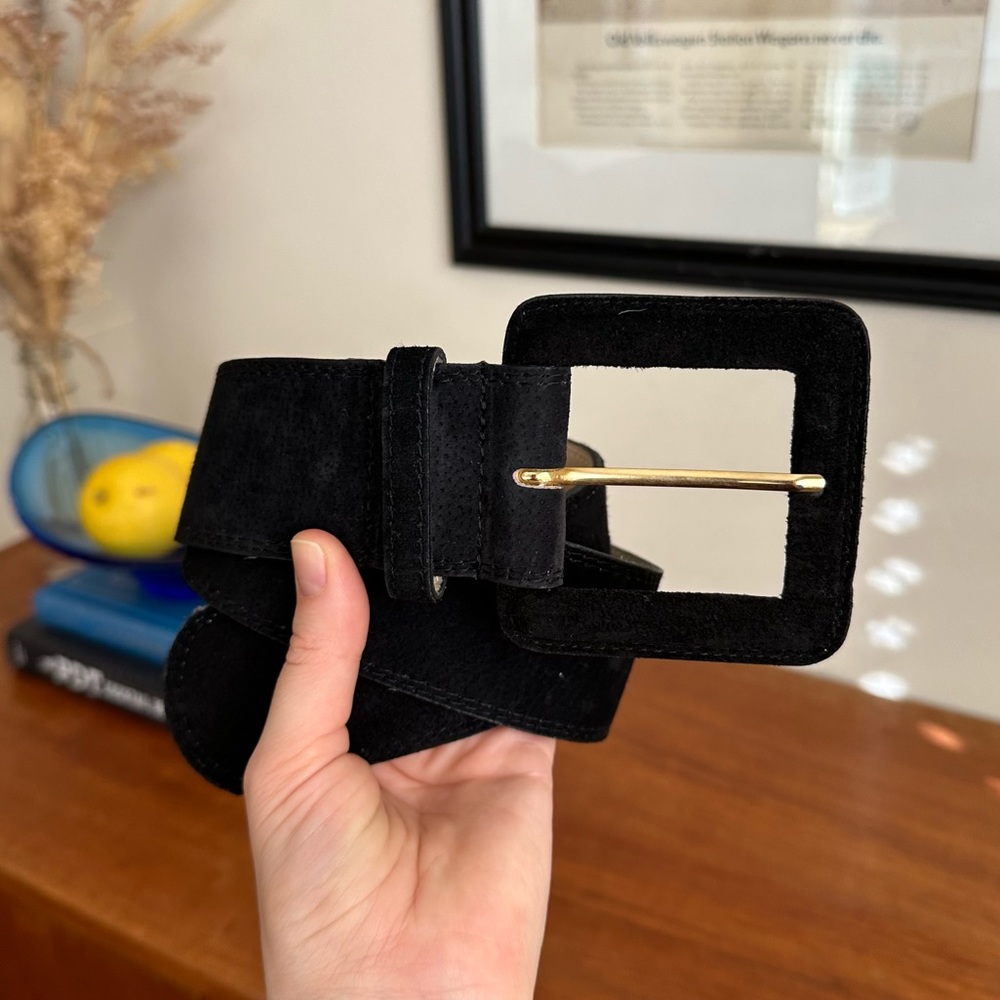 SOLD Vintage Black Suede Belt S/M
